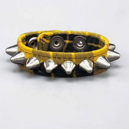 BC194UK-PD  PLAID 1 ROW UK77 STUDDED BRACELET CUFF