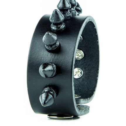BC203  GENUINE LEATHER SPIKE 1" BRACELET
