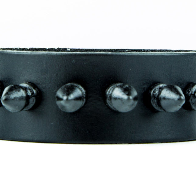 BC203  GENUINE LEATHER SPIKE 1" BRACELET