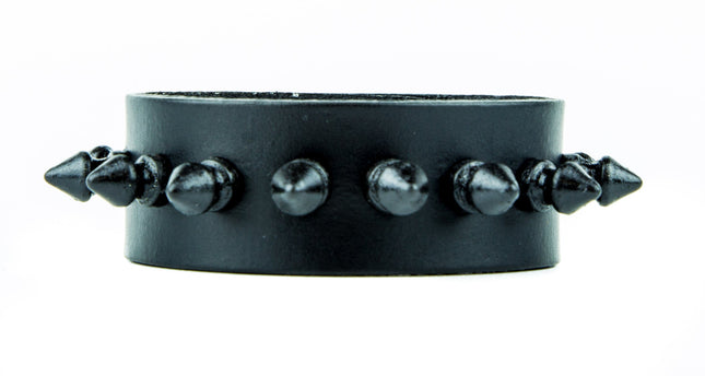 BC203  GENUINE LEATHER SPIKE 1" BRACELET