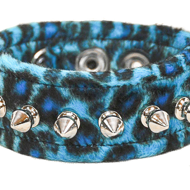 BC203LEO  FUZZY LEOPARD 1/2" SPIKE CUFF BRACELET