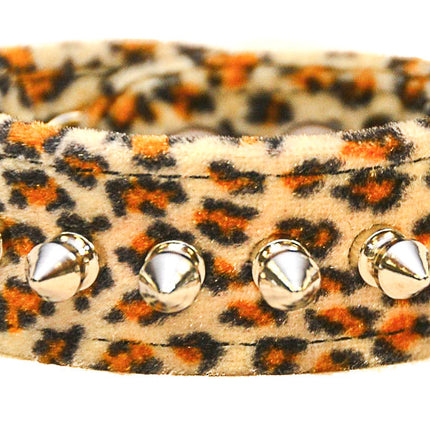 BC203LEO  FUZZY LEOPARD 1/2" SPIKE CUFF BRACELET
