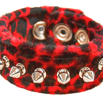 BC203LEO  FUZZY LEOPARD 1/2" SPIKE CUFF BRACELET