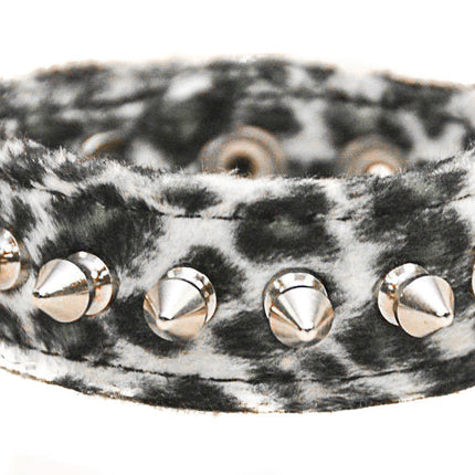 BC203LEO  FUZZY LEOPARD 1/2" SPIKE CUFF BRACELET