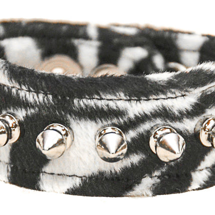 BC203LEO  FUZZY LEOPARD 1/2" SPIKE CUFF BRACELET