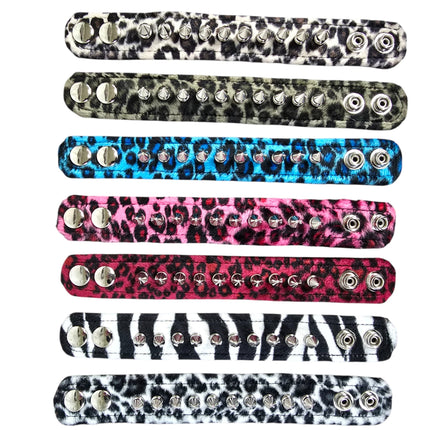 BC203LEO  FUZZY LEOPARD 1/2" SPIKE CUFF BRACELET