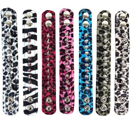BC203LEO  FUZZY LEOPARD 1/2" SPIKE CUFF BRACELET