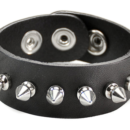 BC203  GENUINE LEATHER SPIKE 1" BRACELET