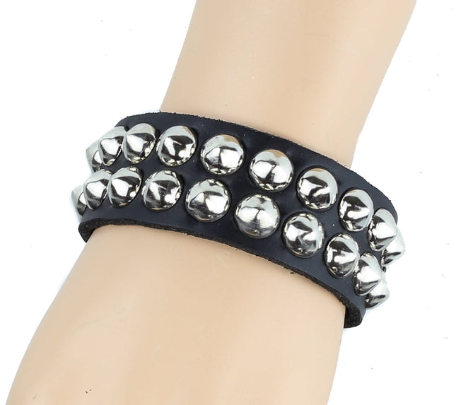 BC204 2 ROW MINI CONICAL STUDDED BRACELET