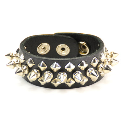 BC205 BRACELET WITH 1 ROW 1/2" SPIKE & 2 ROW SMALL DIAMONDS
