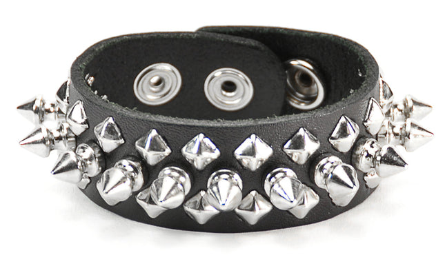 BC205 BRACELET WITH 1 ROW 1/2" SPIKE & 2 ROW SMALL DIAMONDS