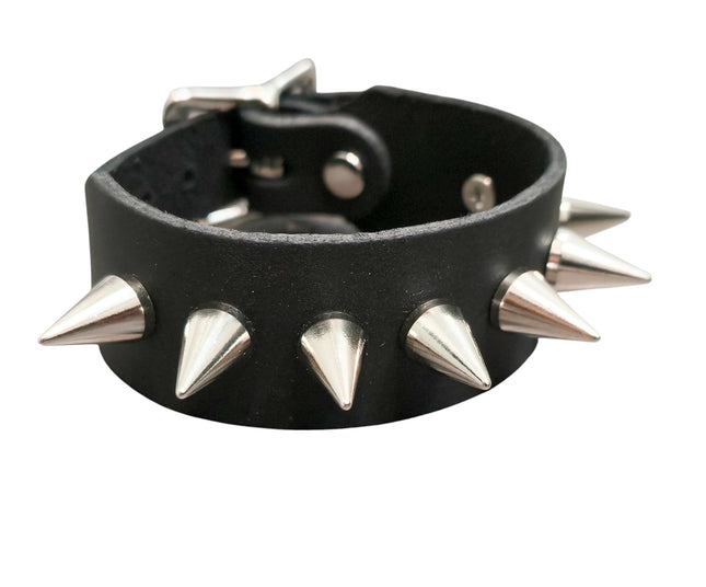 BC207-SC  CONE SPIKE LEATHER BRACELET