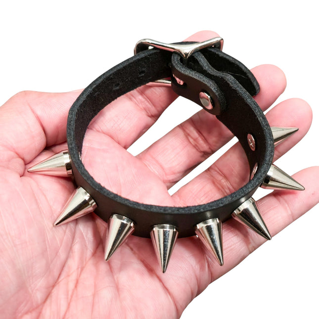 BC207-SC  CONE SPIKE LEATHER BRACELET