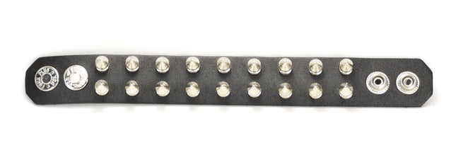 BC209-18 SPIKE  SNAP BRACELET WITH 2 ROW 1/2" SPIKES