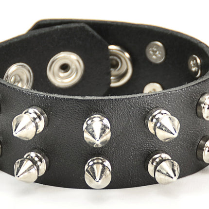 BC209 SNAP BRACELET WITH 2 ROW 1/2" SPIKES