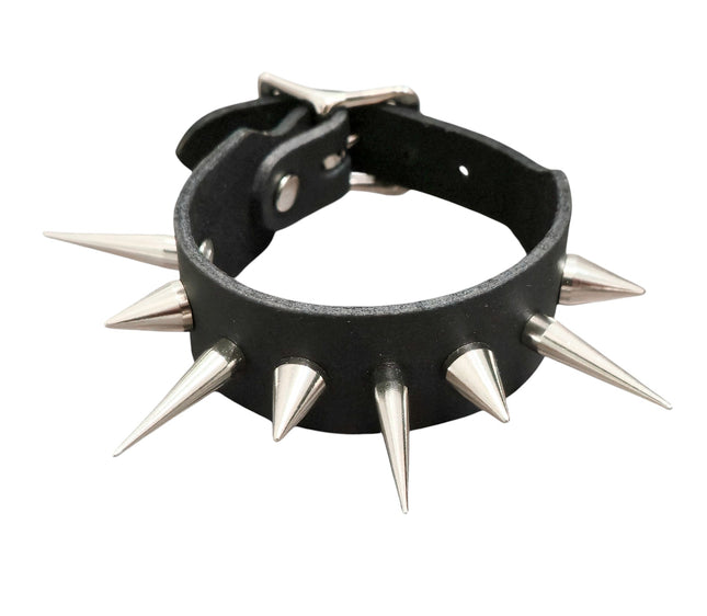 BC210-TALL PIN & CONE SPIKE LEATHER BRACELET