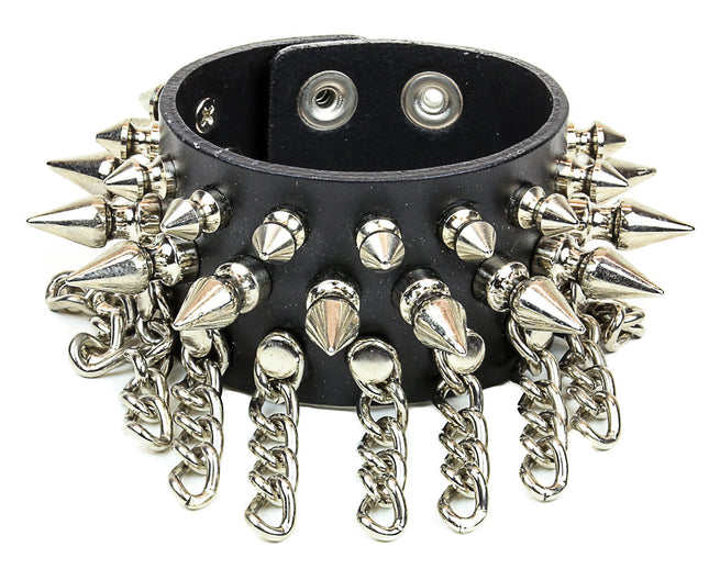 BC211 SPIKE & CHAINS SNAP BRACELET