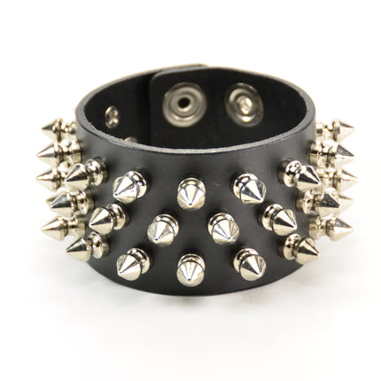 BC213  THREE ROW 31 PCS  1/2" SPIKE BRACELET SNAP BRACELET
