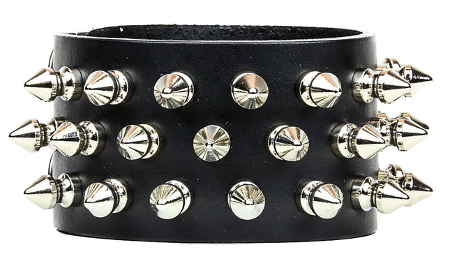 BC213  THREE ROW 31 PCS  1/2" SPIKE BRACELET SNAP BRACELET