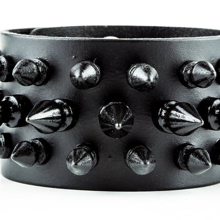BC214 3 ROW 31 PICS 1" & 1/2" SPIKE SNAP CUFF BRACELET
