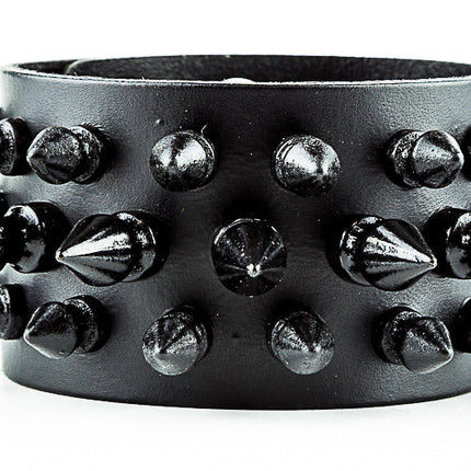 BC214 3 ROW 31 PICS 1" & 1/2" SPIKE SNAP CUFF BRACELET