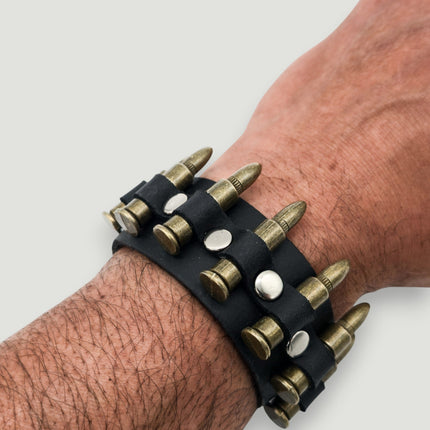 BC225  SMALL BRASS OR COPPER BULLET 1" WIDE BRACELET