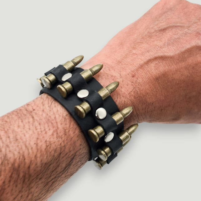 BC225. SMALL BRASS OR COPPER BULLET 1" WIDE BRACELET