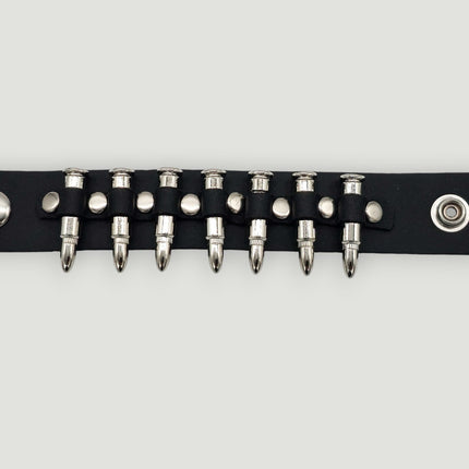 BC225 SMALL SILVER  OR BLACKBULLET 1" WIDE BRACELET