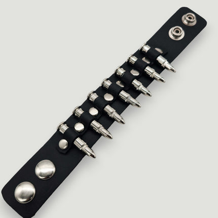 BC225 SMALL SILVER  OR BLACKBULLET 1" WIDE BRACELET
