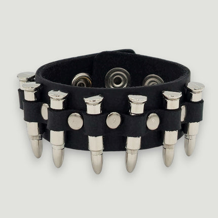 BC225 SMALL SILVER  OR BLACKBULLET 1" WIDE BRACELET