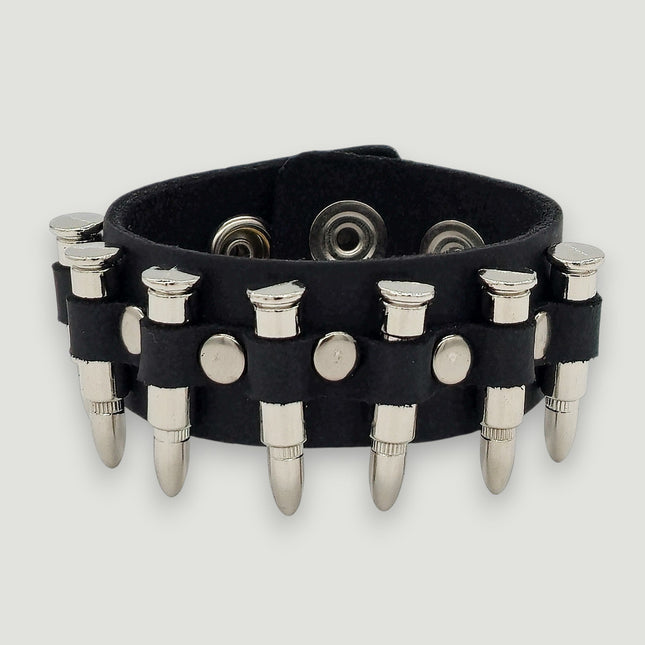 BC225 SMALL SILVER  OR BLACKBULLET 1" WIDE BRACELET