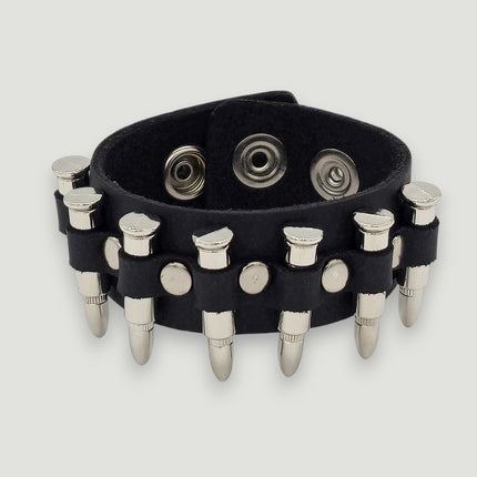 BC225 SMALL SILVER  OR BLACKBULLET 1" WIDE BRACELET