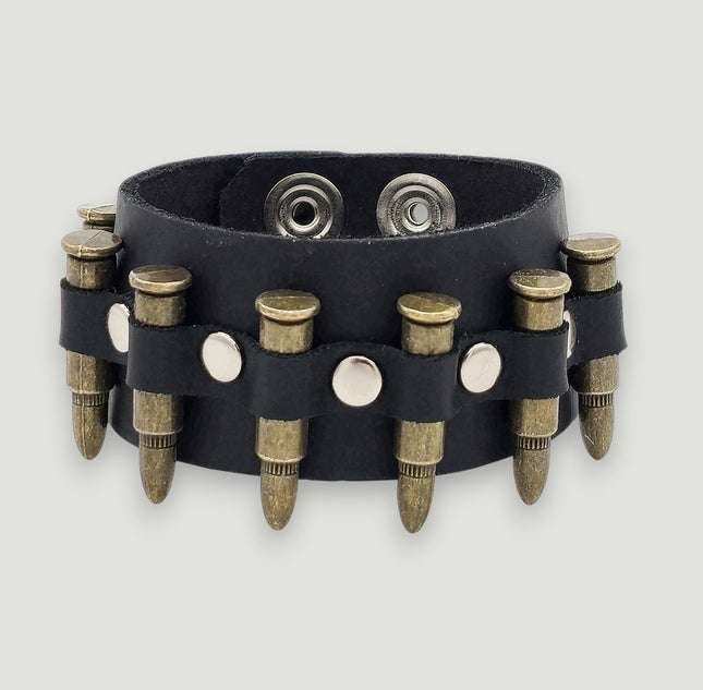 BC226  1 1/2" WIDE SMALL BRASS OR COPPER BULLET  BRACELET