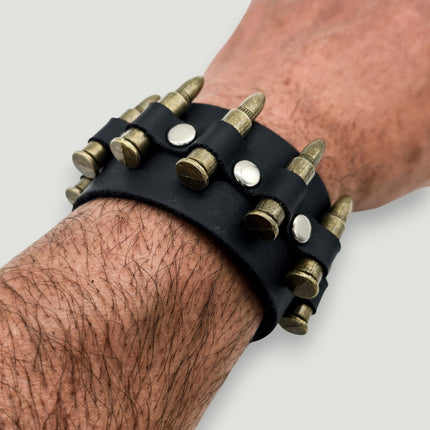 BC226  1 1/2" WIDE SMALL BRASS OR COPPER BULLET  BRACELET