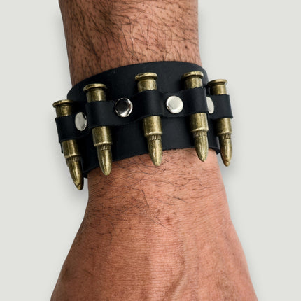 BC226  1 1/2" WIDE SMALL BRASS OR COPPER BULLET  BRACELET