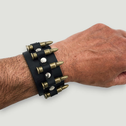 BC226  1 1/2" WIDE SMALL BRASS OR COPPER BULLET  BRACELET