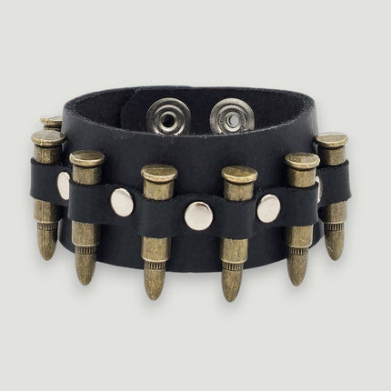 BC226  1 1/2" WIDE SMALL BRASS OR COPPER BULLET  BRACELET