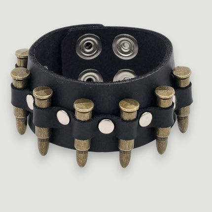 BC226  1 1/2" WIDE SMALL BRASS OR COPPER BULLET  BRACELET