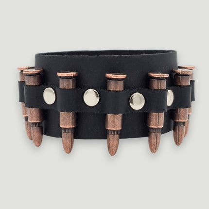 BC226  1 1/2" WIDE SMALL BRASS OR COPPER BULLET  BRACELET
