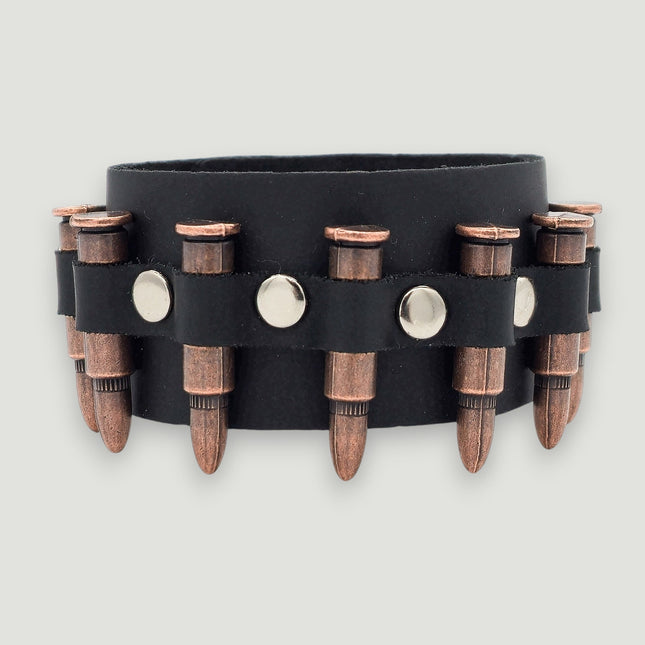BC226  1 1/2" WIDE SMALL BRASS OR COPPER BULLET  BRACELET