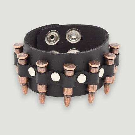 BC226  1 1/2" WIDE SMALL BRASS OR COPPER BULLET  BRACELET