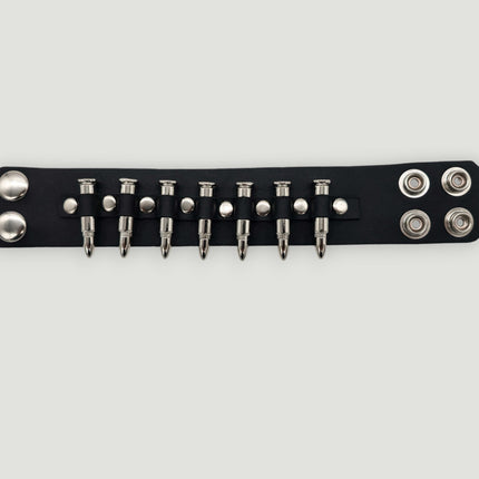 BC226  1 1/2" WIDE SMALLSILVER OR BLACK  BULLET  BRACELET