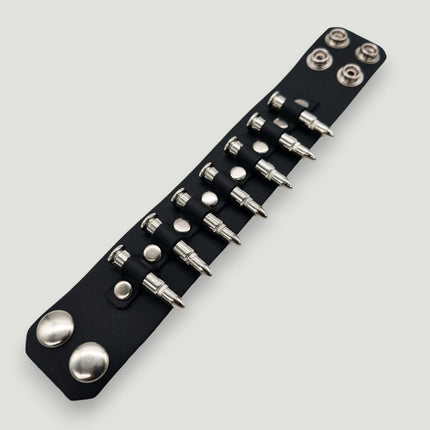 BC226  1 1/2" WIDE SMALLSILVER OR BLACK  BULLET  BRACELET