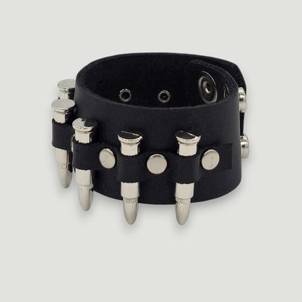 BC226  1 1/2" WIDE SMALLSILVER OR BLACK  BULLET  BRACELET