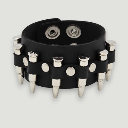 BC226  1 1/2" WIDE SMALLSILVER OR BLACK  BULLET  BRACELET