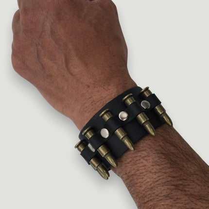 BC227  SMALL BRASS  OR COPPER BULLET BUCKLE BRACELET 1 1/4" WIDE