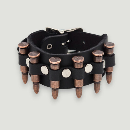 BC227  SMALL BRASS  OR COPPER BULLET BUCKLE BRACELET 1 1/4" WIDE