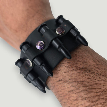 BC226  1 1/2" WIDE SMALLSILVER OR BLACK  BULLET  BRACELET
