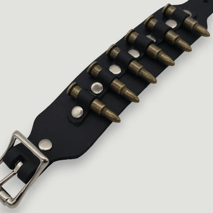 BC228  SMALL BRASS OR COPPER  BULLET BUCKLE BRACELET 1 1/2" WIDE
