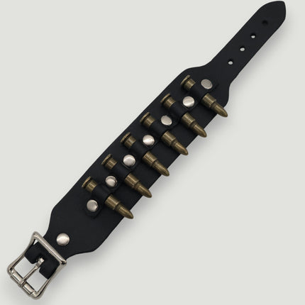 BC228  SMALL BRASS OR COPPER  BULLET BUCKLE BRACELET 1 1/2" WIDE